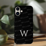 Coque Pour iPhone 16 Plus Nom personnalisé, modèle simple Monogramme<br><div class="desc">Ce coque iPhone 16 élégant offre un motif monogramme raffiné avec une touche moderne et minimaliste. Le design met en évidence votre nom dans une police simple et propre, créant un look personnalisé et élégant. La première lettre de votre nom est affichée en gros monogramme, ajoutant une touche d'élégance à...</div>