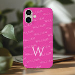 Coque Pour iPhone 16 Plus Nom personnalisé, modèle simple Monogramme<br><div class="desc">Ce coque iPhone 16 élégant offre un motif monogramme raffiné avec une touche moderne et minimaliste. Le design met en évidence votre nom dans une police simple et propre, créant un look personnalisé et élégant. La première lettre de votre nom est affichée en gros monogramme, ajoutant une touche d'élégance à...</div>