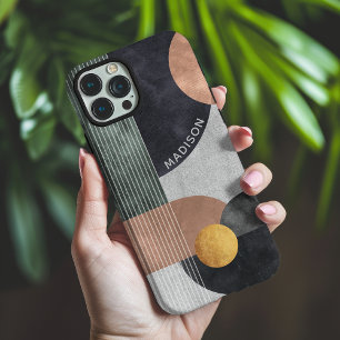 Coque iPhone 16 Pro Max Nom personnalisé moderne abstrait géométrique marb