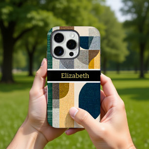 Coque iPhone 16 Pro Nom personnalisé Moderne Abstrait Géométrique Marb
