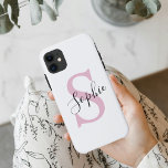 Case-Mate iPhone Case Nom personnalisé moderne Monogramme rose<br><div class="desc">Nom personnalisé moderne Monogramme rose</div>