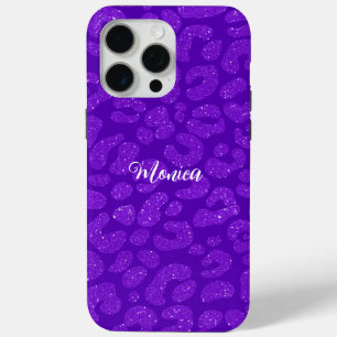 Coque Case-Mate iPhone Nom personnalisé Moderne Paillettes violet élégant