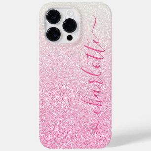 Coque Case-Mate iPhone Nom personnalisé moderne rose pailleté chic fémini