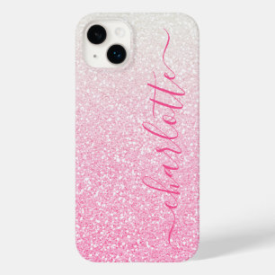 Coque Case-Mate iPhone Nom personnalisé moderne rose pailleté girly chic