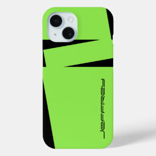 Coque Case-Mate iPhone Nom personnalisé moderne vert et noir