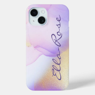 Coque Case-Mate iPhone Nom personnalisé Monogram Purple Aquarelle Luxe
