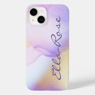 Coque Case-Mate iPhone Nom personnalisé Monogram Purple Aquarelle Luxe
