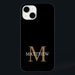 Coque Case-Mate iPhone Nom personnalisé Monogramme noir<br><div class="desc">Créez votre propre boîtier de téléphone rond noir personnalisé avec votre nom personnalisé et votre monogramme.</div>
