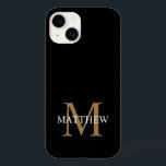 Coque Case-Mate iPhone Nom personnalisé Monogramme noir<br><div class="desc">Créez votre propre boîtier de téléphone rond noir personnalisé avec votre nom personnalisé et votre monogramme.</div>