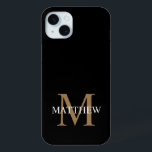Coque Case-Mate iPhone Nom personnalisé Monogramme noir<br><div class="desc">Créez votre propre boîtier de téléphone rond noir personnalisé avec votre nom personnalisé et votre monogramme.</div>