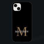 Coque Case-Mate iPhone Nom personnalisé Monogramme noir<br><div class="desc">Créez votre propre boîtier de téléphone rond noir personnalisé avec votre nom personnalisé et votre monogramme.</div>