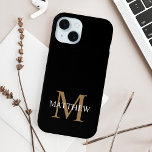 Coque Case-Mate iPhone Nom personnalisé Monogramme noir<br><div class="desc">Créez votre propre boîtier de téléphone rond noir personnalisé avec votre nom personnalisé et votre monogramme.</div>