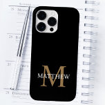 Coque Case-Mate iPhone Nom personnalisé Monogramme noir<br><div class="desc">Créez votre propre boîtier de téléphone rond noir personnalisé avec votre nom personnalisé et votre monogramme.</div>