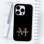 Coque Case-Mate iPhone Nom personnalisé Monogramme noir<br><div class="desc">Créez votre propre boîtier de téléphone rond noir personnalisé avec votre nom personnalisé et votre monogramme.</div>