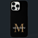 Coque iPhone 16 Pro Max Nom personnalisé Monogramme noir<br><div class="desc">Créez votre propre boîtier de téléphone rond noir personnalisé avec votre nom personnalisé et votre monogramme.</div>