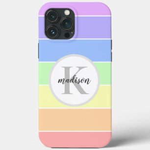 Case-Mate iPhone Case Nom personnalisé monogramme Pastel Rainbow Stripes
