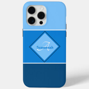 Coque Case-Mate iPhone Nom personnalisé Monogramme Trois bandes Ombre Ble