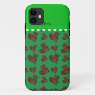 Coques Pour iPhone Nom personnalisé motif de castor vert