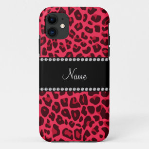 Coque iPhone 11 Nom personnalisé motif léopard rose