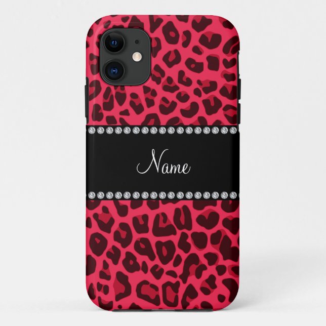 Coques Case-Mate iPhone Nom personnalisé motif léopard rose (Dos)