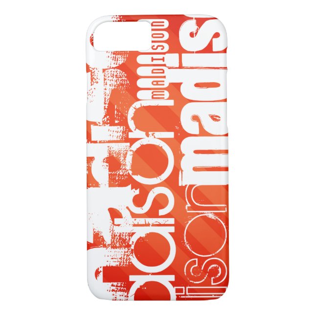 Coques Case-Mate iPhone Nom personnalisé Motif sur les bandes orange Neon (Dos)