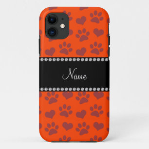 Etui iPhone Case-Mate Nom personnalisé néon orangé coeur et empreinte de