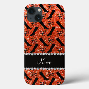 Coques Pour iPhone Nom personnalisé neon orange parties scintillant b