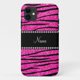 Coque Case-Mate Pour iPhone Nom personnalisé neon parties scintillant rose cha
