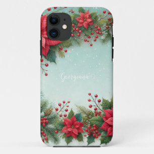 Case-Mate iPhone Case Nom personnalisé Noël Floral Aquarelle Poinsettia
