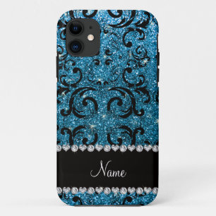 Coque Case-Mate iPhone Nom personnalisé noir ciel bleu parties scintillan