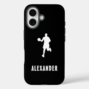 Coque Pour iPhone 16 Nom Personnalisé Noir Et Blanc Joueur De Basket-Ba