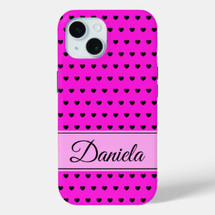 Coque Case-Mate iPhone Nom personnalisé noir et rose