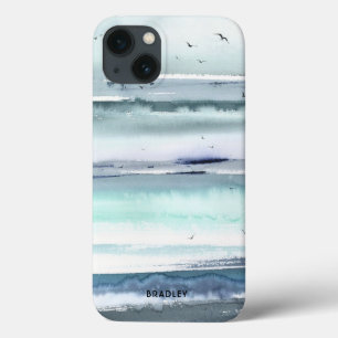 Case-Mate iPhone Case Nom personnalisé Océan Mer Aquarelle Moderne