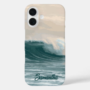 Coque Pour iPhone 16 Nom personnalisé Ocean Wave
