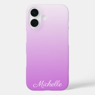 Coque Pour iPhone 16 Nom personnalisé ombré violet lilas