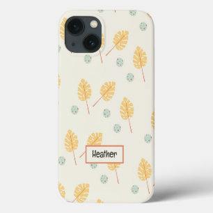 Case-Mate iPhone Case Nom personnalisé orange feuille tropicale crème