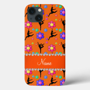 Etui iPhone Case-Mate Nom personnalisé orange gymnastique fleurs