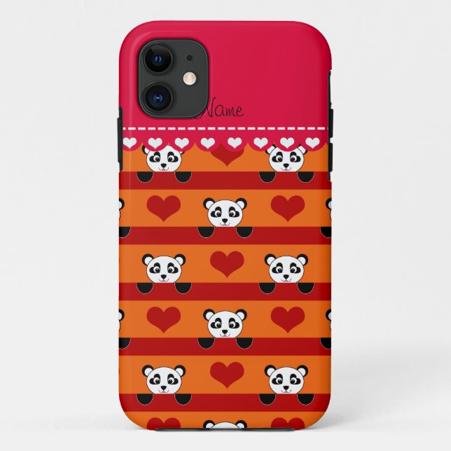 Coques Case-Mate iPhone Nom personnalisé orange panda rouge rayures de coe (Dos)