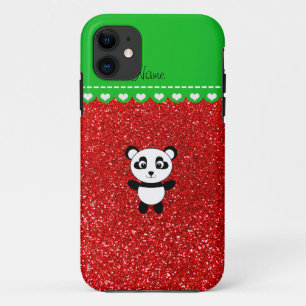 Coque Case-Mate iPhone Nom personnalisé panda neon rouge parties scintill