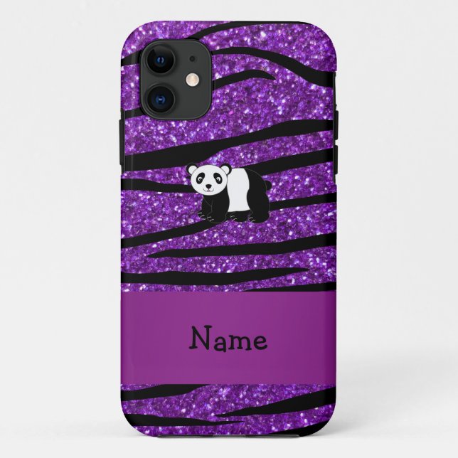 Coques Case-Mate iPhone Nom personnalisé panda parties scintillant violet  (Dos)