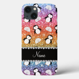 iPhone 13 Case Nom personnalisé parties scintillant arc-en-ciel p