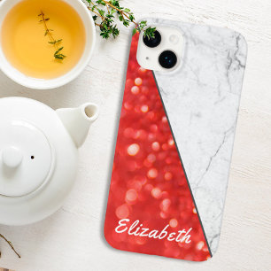 Coque Case-Mate iPhone Nom personnalisé Parties scintillant corail noir m