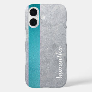 Coque Pour iPhone 16 Nom personnalisé Parties scintillant en argent et
