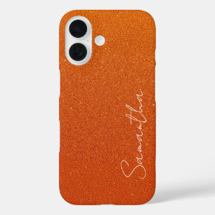 Coque Pour iPhone 16 Nom personnalisé Parties scintillant orange