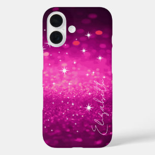 Coque Pour iPhone 16 Nom personnalisé Parties scintillant rose