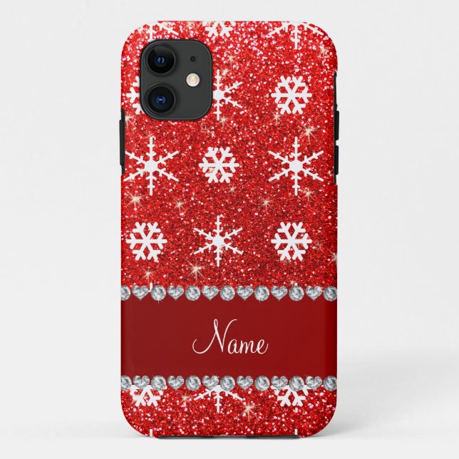 Coques Case-Mate iPhone Nom personnalisé parties scintillant rouge blanc f (Dos)