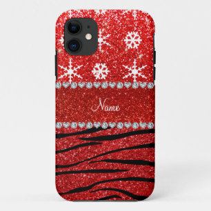 Coques Pour iPhone Nom personnalisé parties scintillant rouge zèbre f