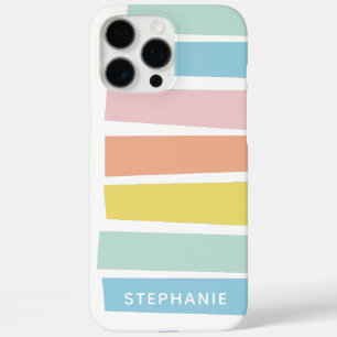 Coque iPhone 16 Pro Max Nom personnalisé Pastel Géométrique Moderne Coloré
