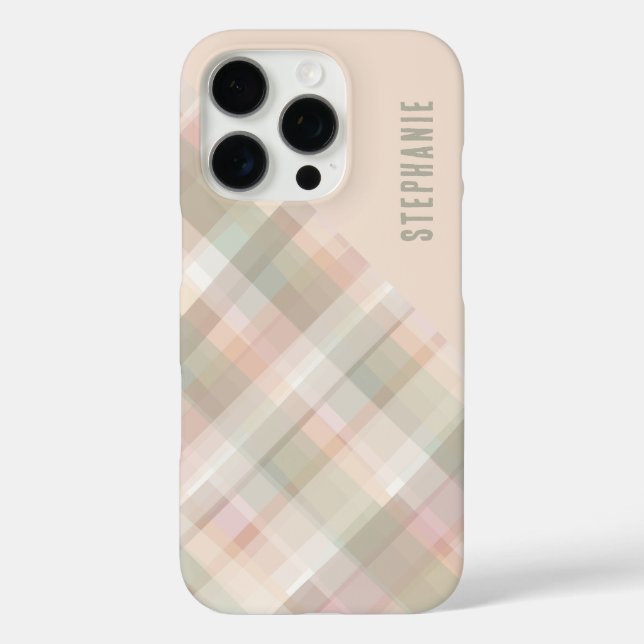 Coques Case-Mate iPhone Nom personnalisé Pastel Plaid pêche vert joli  (Verso)