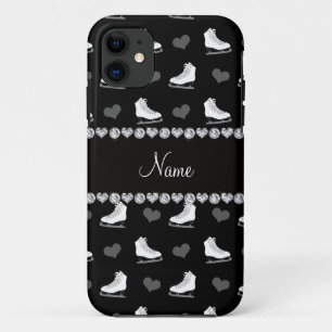 Case-Mate iPhone Case Nom personnalisé patins et coeurs noirs